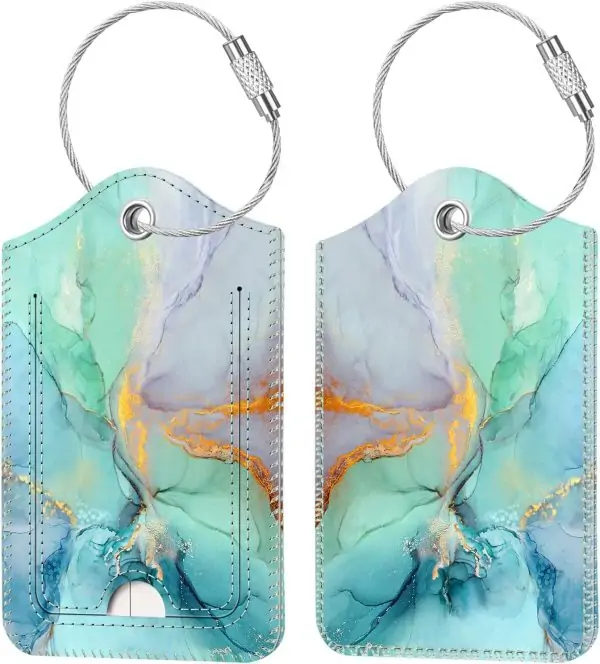2 Pcs Luggage Tags, Fintie Privacy Cover ID Label with Stainless Steel Loop and Address Card for Travel Bag Suitcase