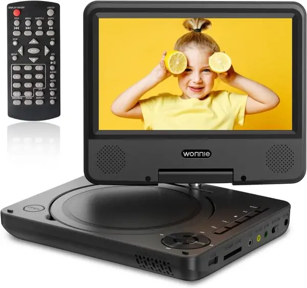 WONNIE 9.5" Portable DVD Player for Kids and Car with 7.5" Swivel Screen