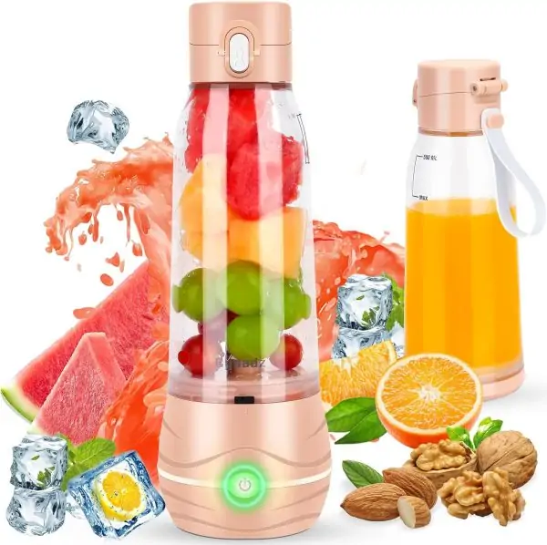 Portable Blender Personal Blender for Shakes and Smoothies, Mini USB Blender with 6 Blades, 17Oz Blender to Go for Travel, Office and Sports