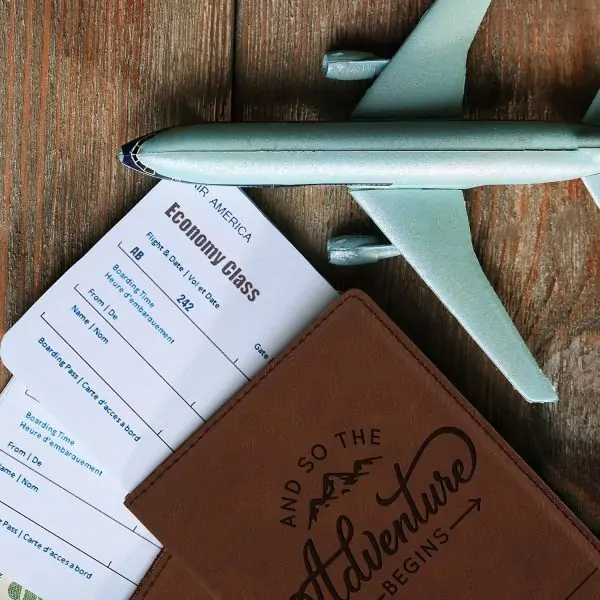 Personalized Leatherette Passport Holder and Luggage Tag Set for Both Men and Women, Available In 18 Unique Design Options and Custom Engraving Option - An Ideal Travel Gift for Boss - Aesthetically Pleasing Chestnut Color - Image 7