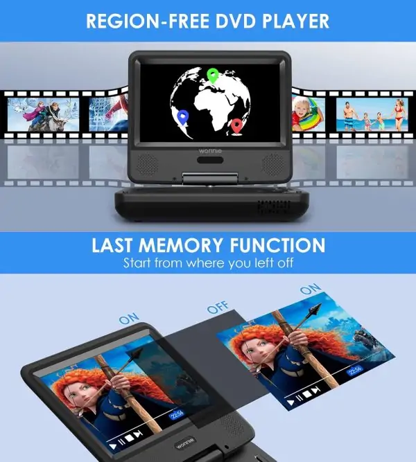 WONNIE 9.5" Portable DVD Player for Kids and Car with 7.5" Swivel Screen - Image 5