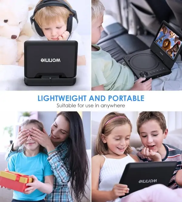 WONNIE 9.5" Portable DVD Player for Kids and Car with 7.5" Swivel Screen - Image 3