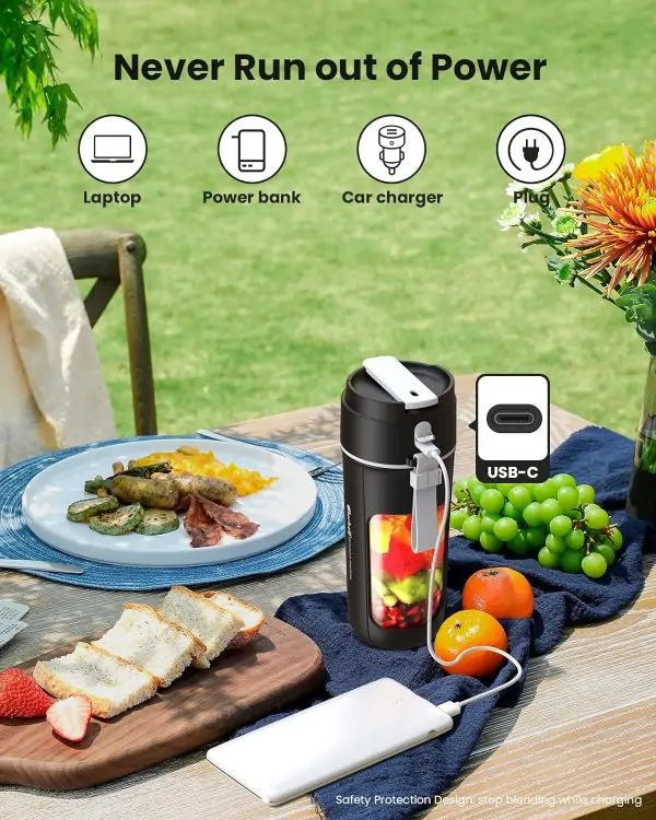 Elechelf Portable Blender for Shakes and Smoothies - Matte Black - Image 4